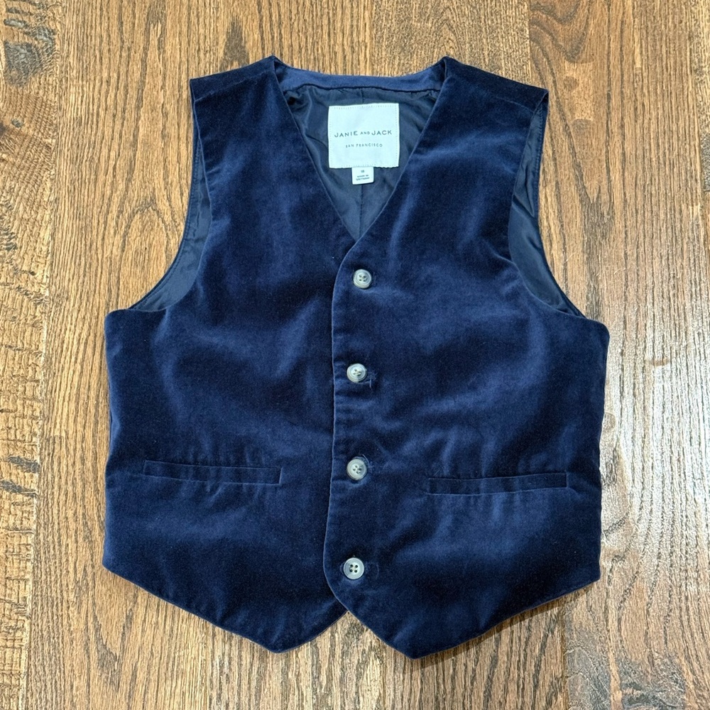 Navy Blue Velvet Kids Vest by Janie and Jack, size 10